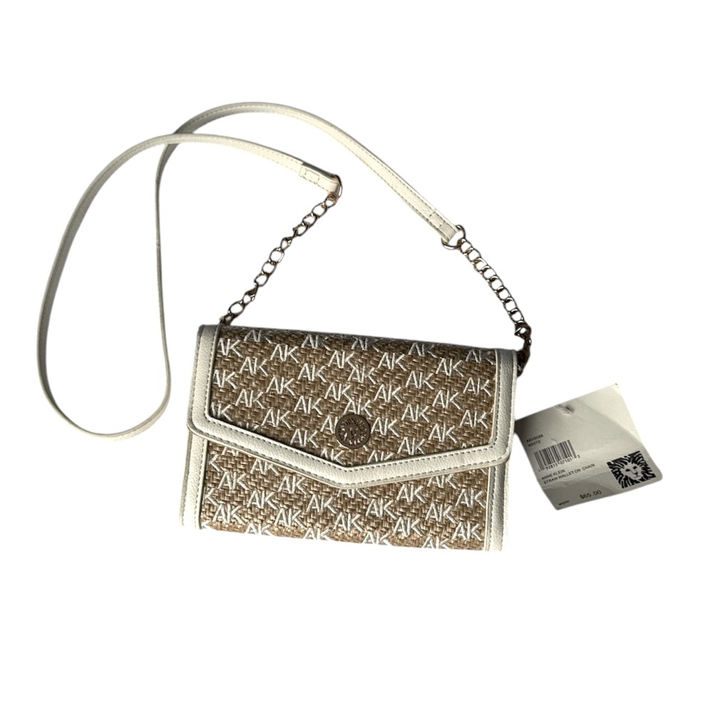 NWT Anne Klein Monogram Crossbody Bag - Brown and White